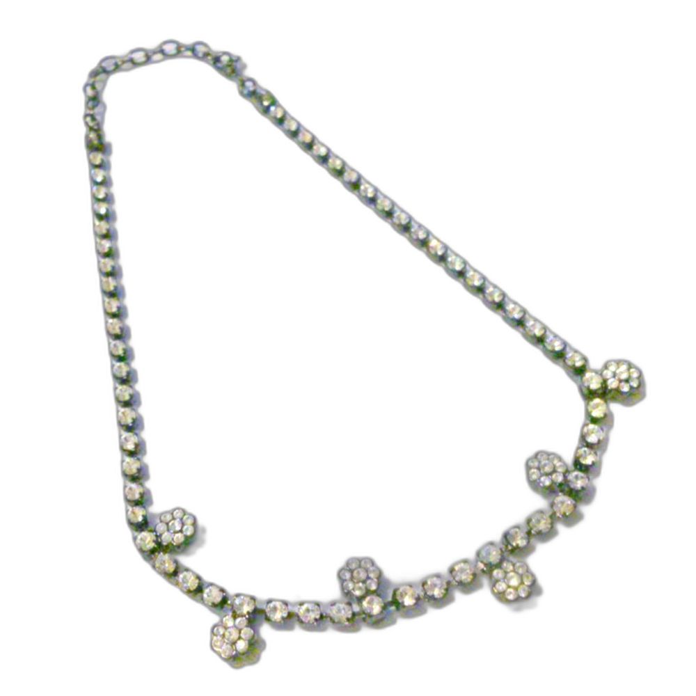 Vintage Japanned Clear Rhinestone Choker Necklace * - Picture 2 of 5